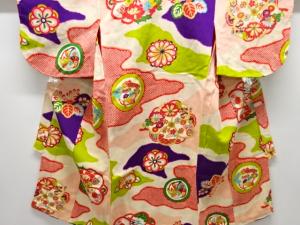 アンティーク　錦紗花模様着物